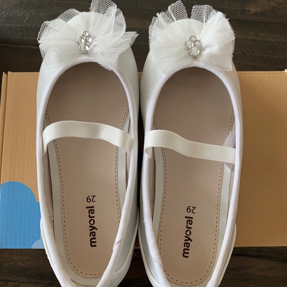 MAYORAL white ballerina shoes with tulle sz 29/11 t